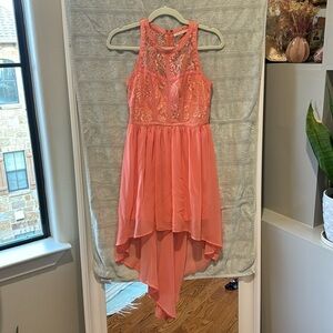 Summer Peach High-Low Dress